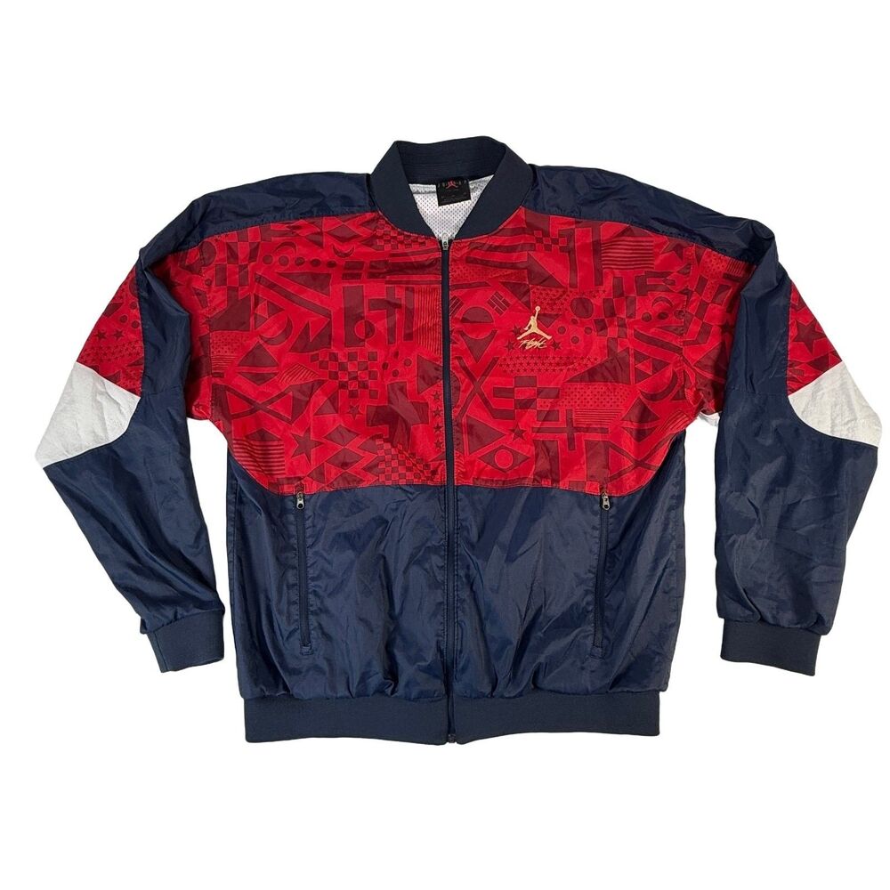 Nike Air Jordan Legacy Flight FIBA 2019 World Cup Track Jacket Navy Red Men's M